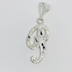 Sterling Silver 925 Initial P or F Charm Pendant